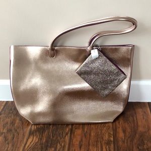 Rose gold Tote bag from Bath and Body Works